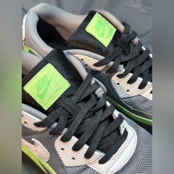 Nike Air Max 90 Gray and Neon Green Sneakers - Picture 8 of 11
